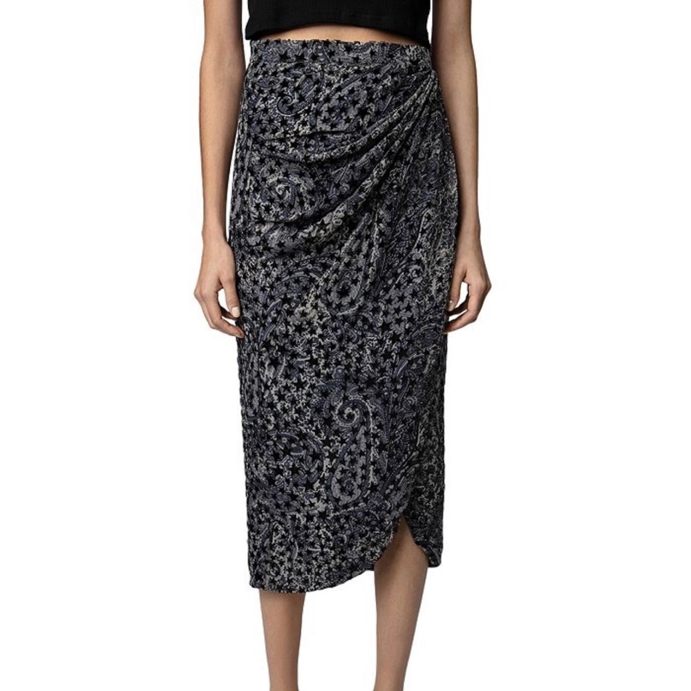 ZADIG & VOLTAIRE JAMELIA BURNOUT STAR MIDI SKIRT